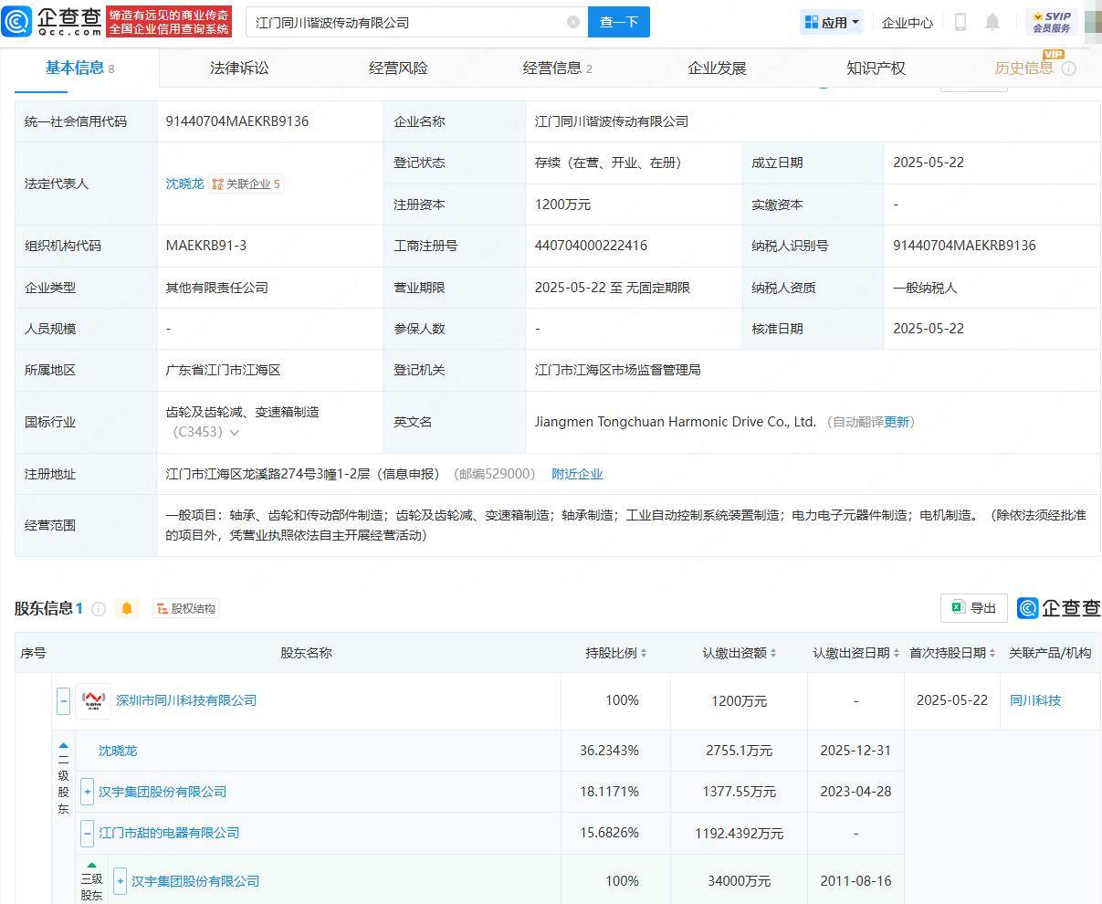 汉宇集团等投资成立新公司，含电机制造业务